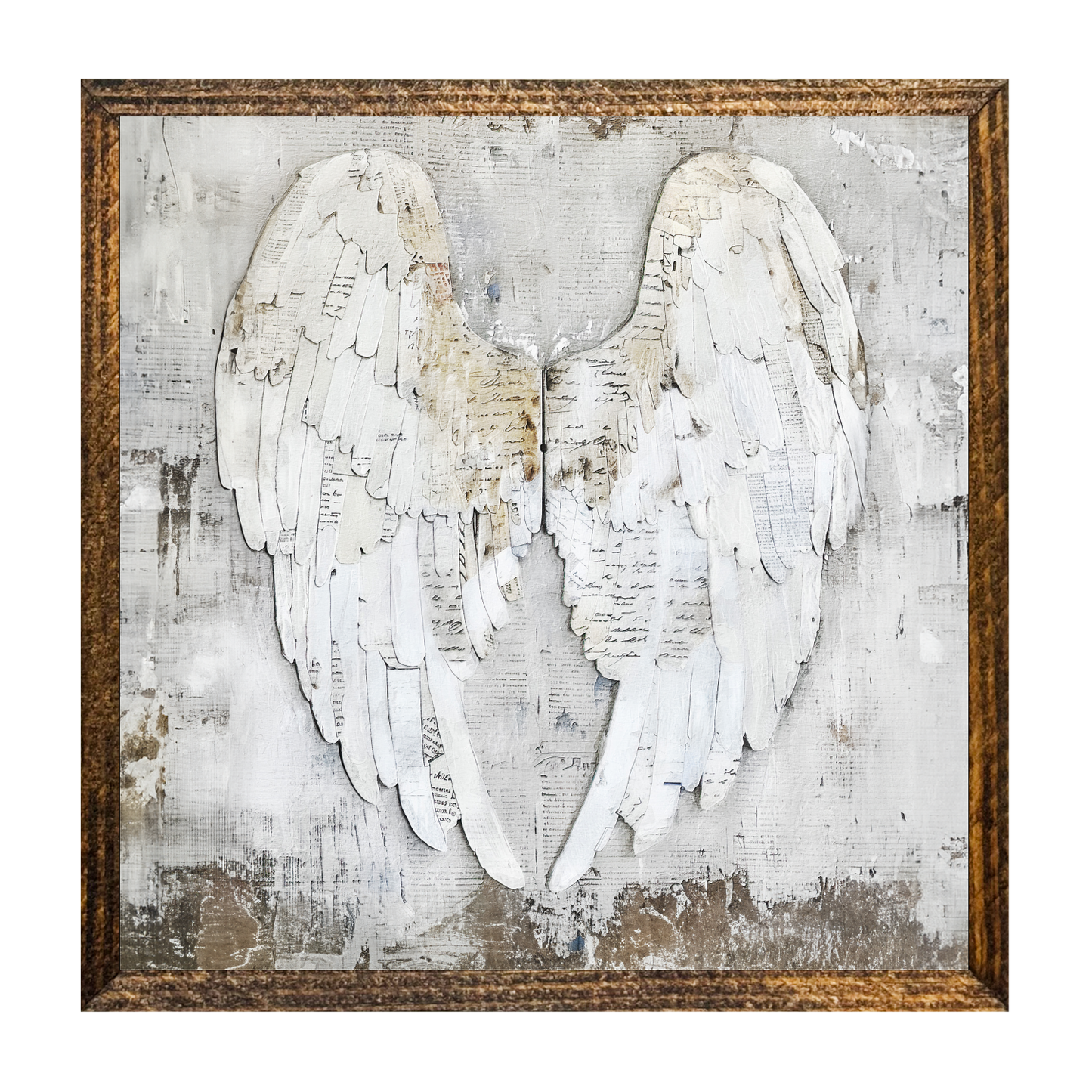 7"x7" WOOD FRAMED CANVAS SHELF SITTER-ANGEL WINGS 3