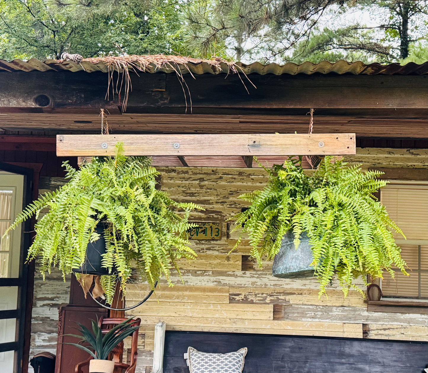 Rustic Double Hanging Plant Ladder