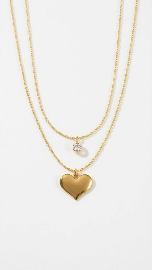 Layered Heart Pendant Necklace – Tarnish-Resistant