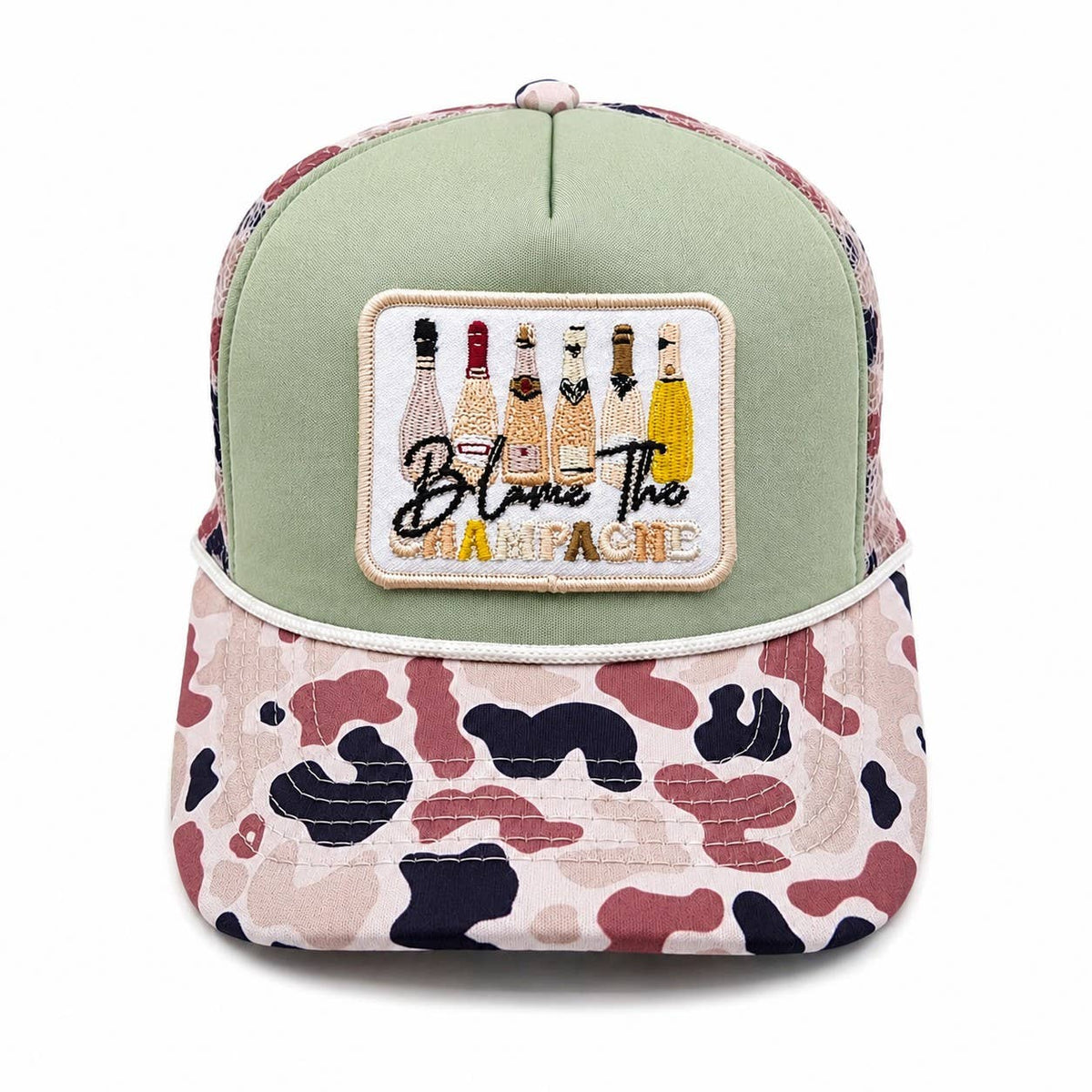 Embroidered Patch Camo Foam Mesh Trucker Hat : Multi