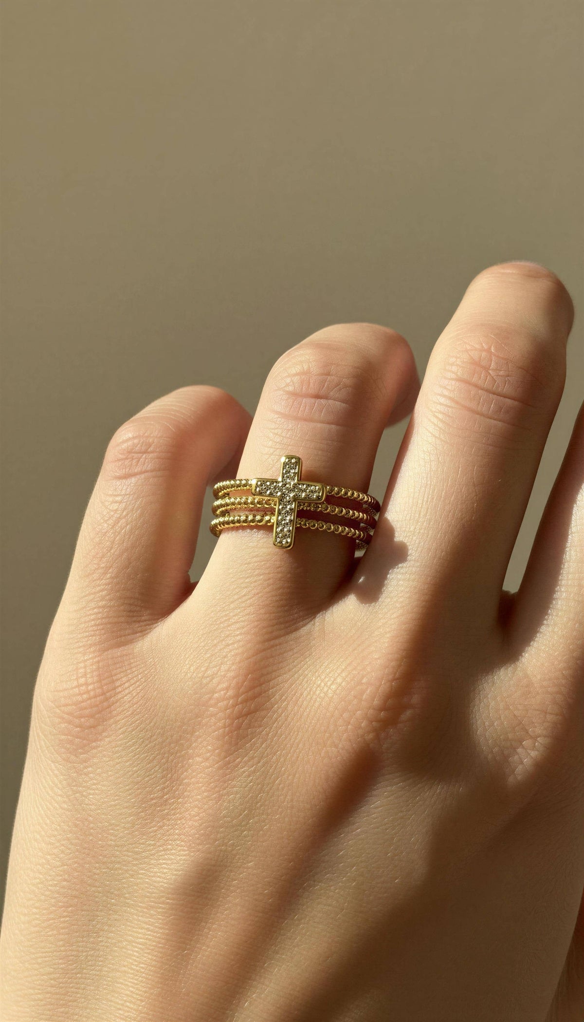 Grace Cross Adjustable Tarnish-Resistant Ring