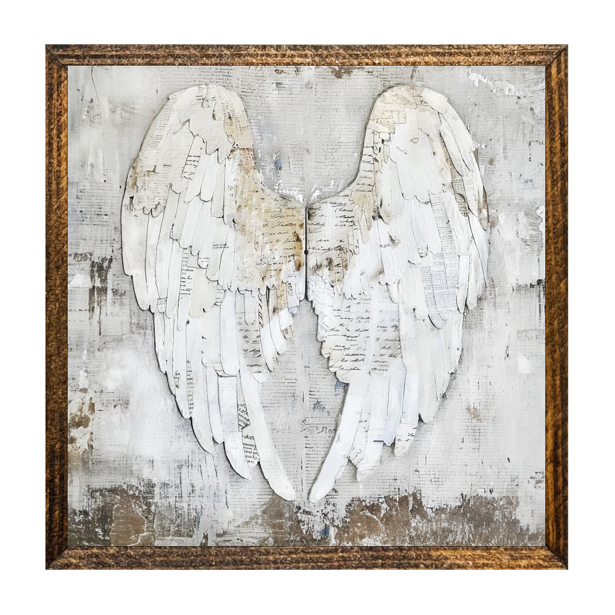 7"x7" WOOD FRAMED CANVAS SHELF SITTER-ANGEL WINGS 3