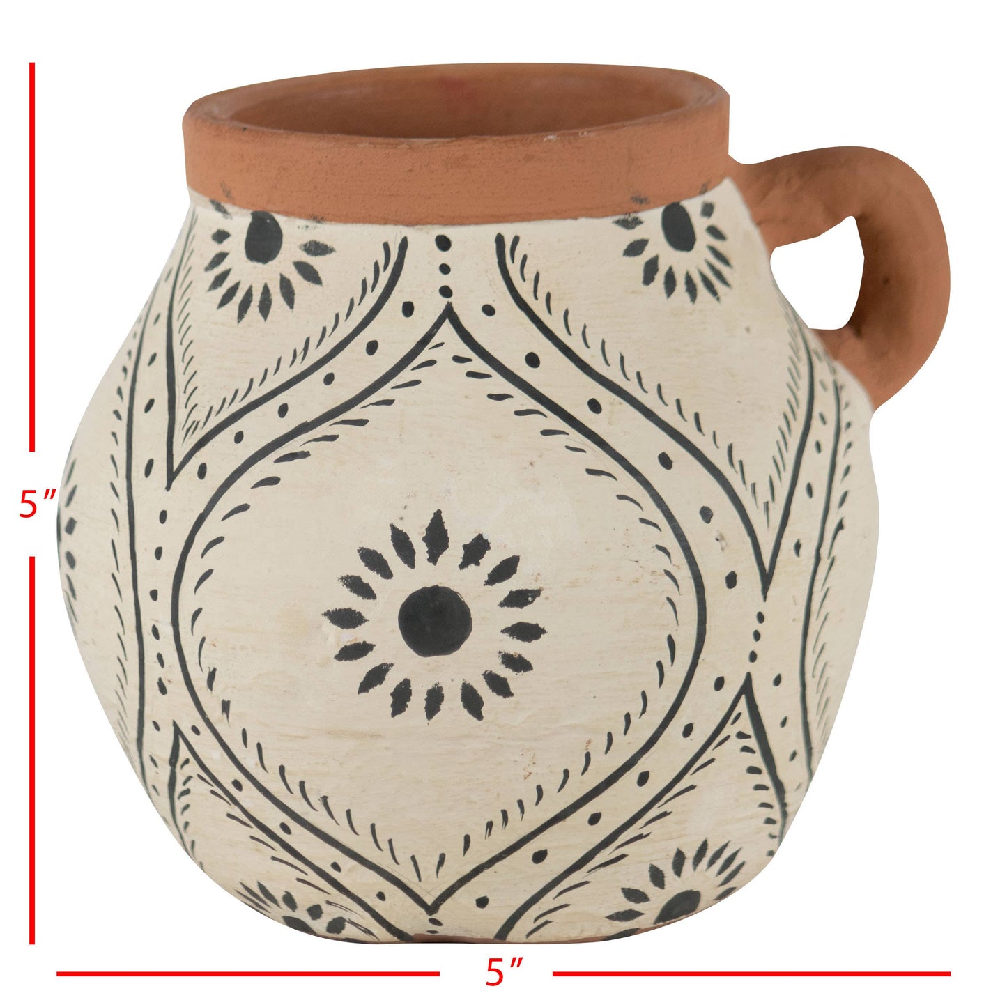 Jenica Terracotta Bud Vase with Hand Painted Floral