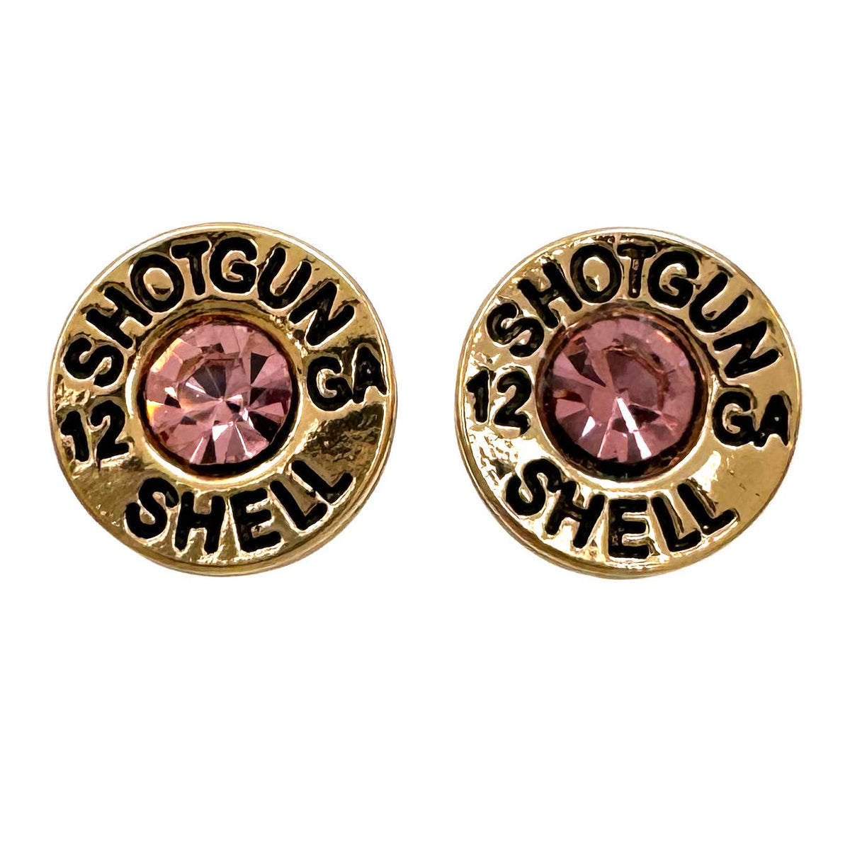 Bullet Shell Rhinestone Western Earring: Gold