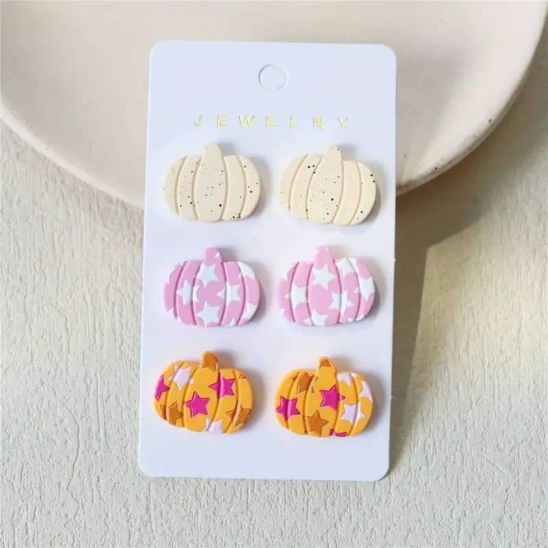 Cutesy Pumpkin Studs Triple pair