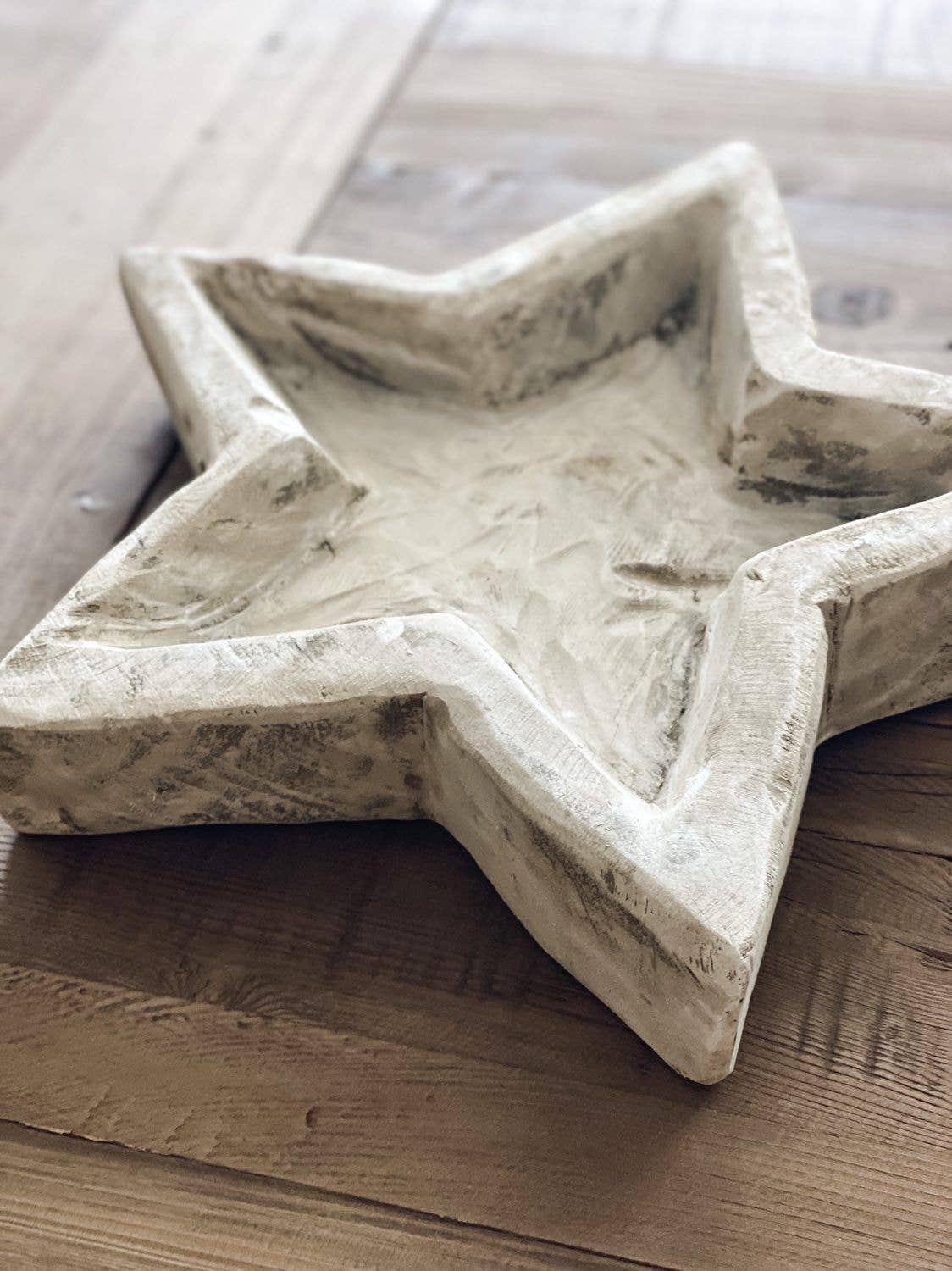 Star Dough Bowl, White Handmade, Farmhouse Décor