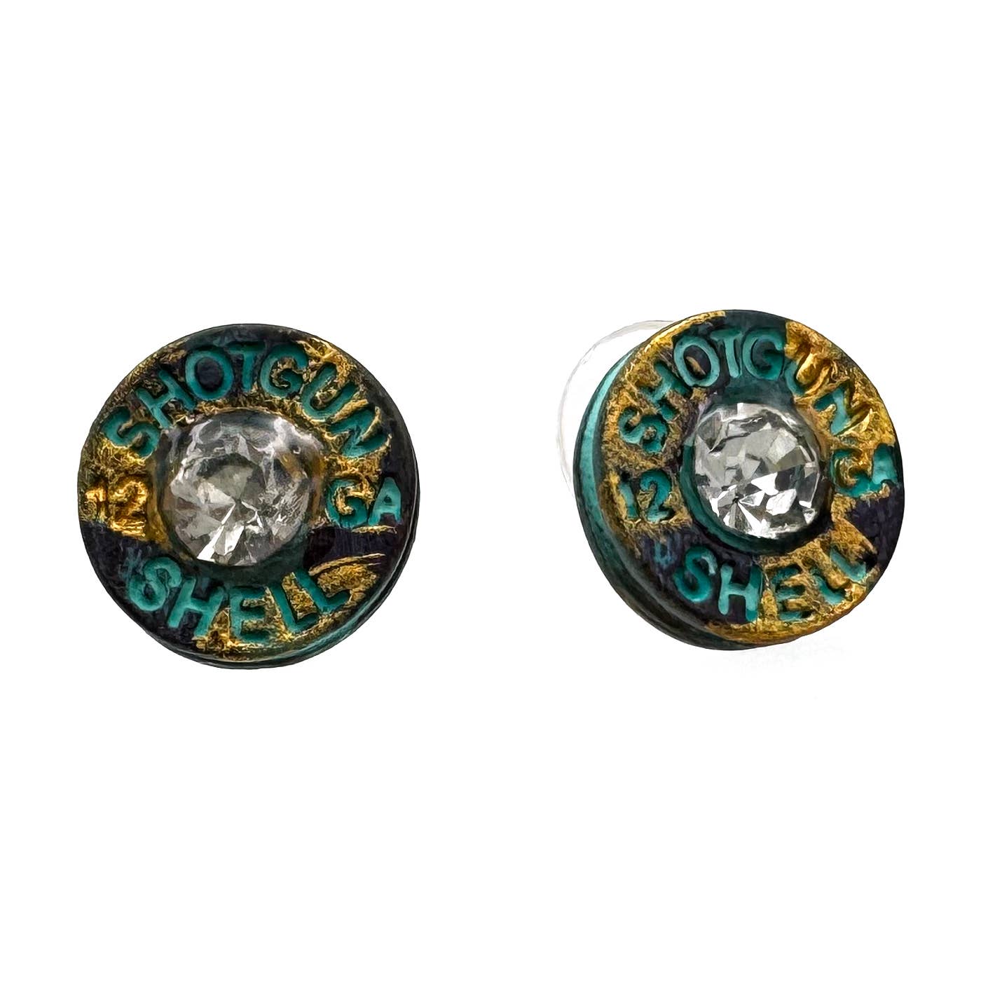 Bullet Shell Rhinestone Western Earring: Gold