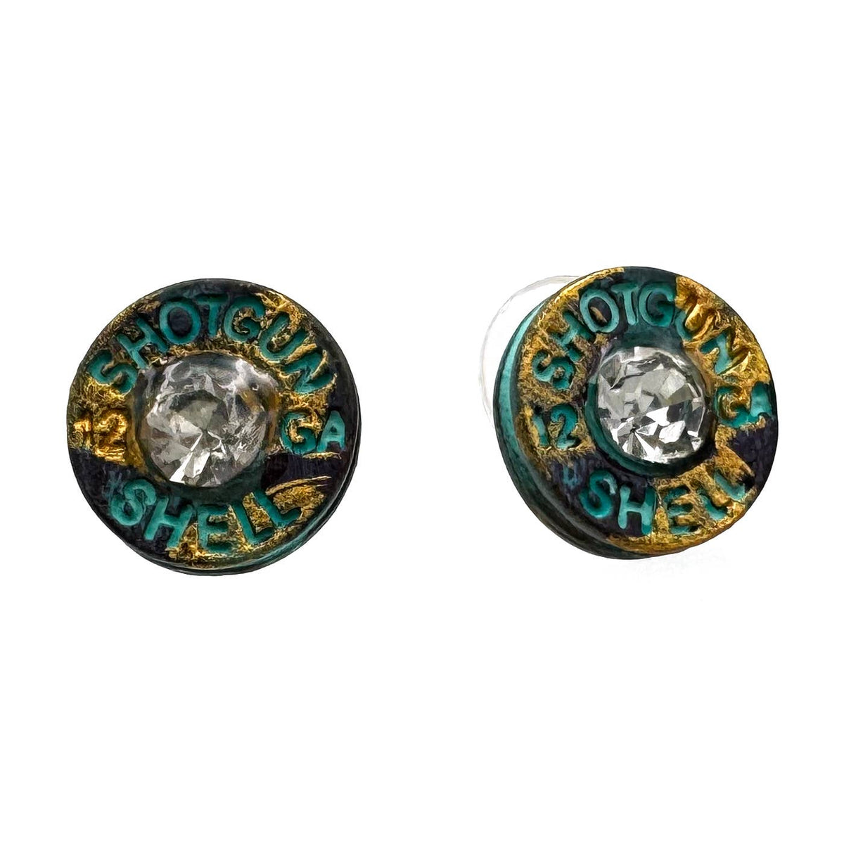 Bullet Shell Rhinestone Western Earring: Silver