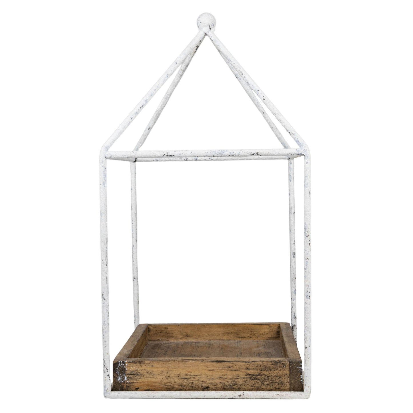 SALE - Belle Platform Tray White Metal & Wood
