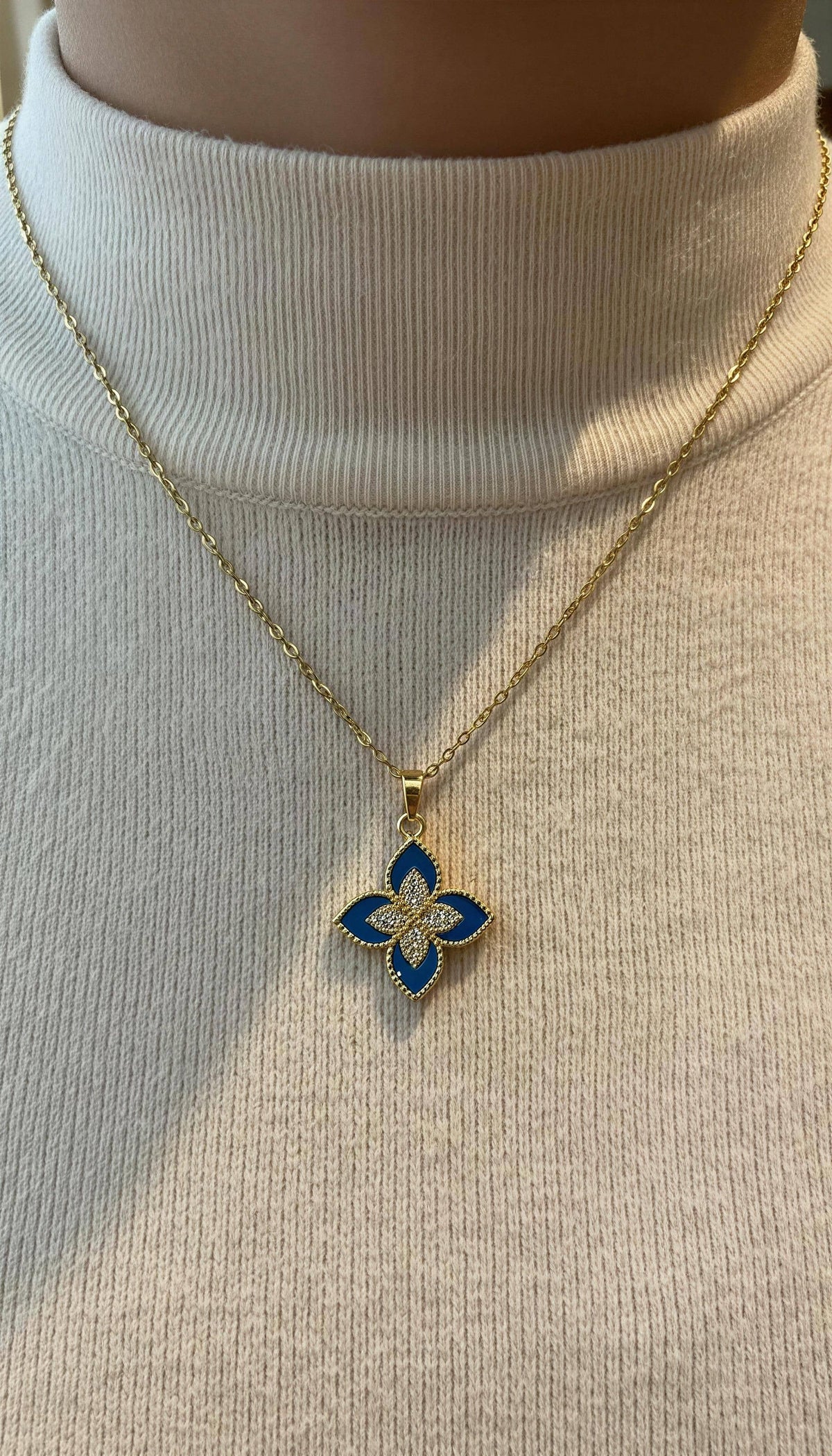 Tinsley Blue Floral Pendant Necklace