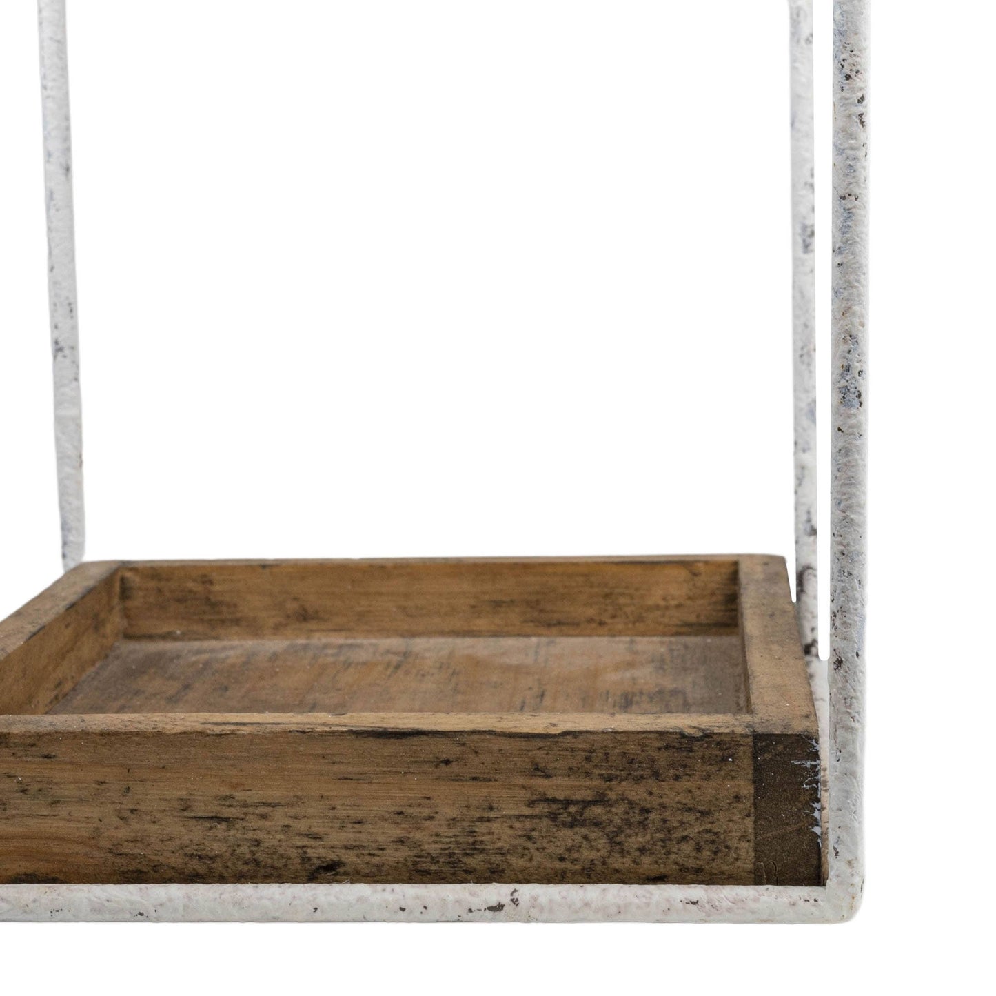 SALE - Belle Platform Tray White Metal & Wood