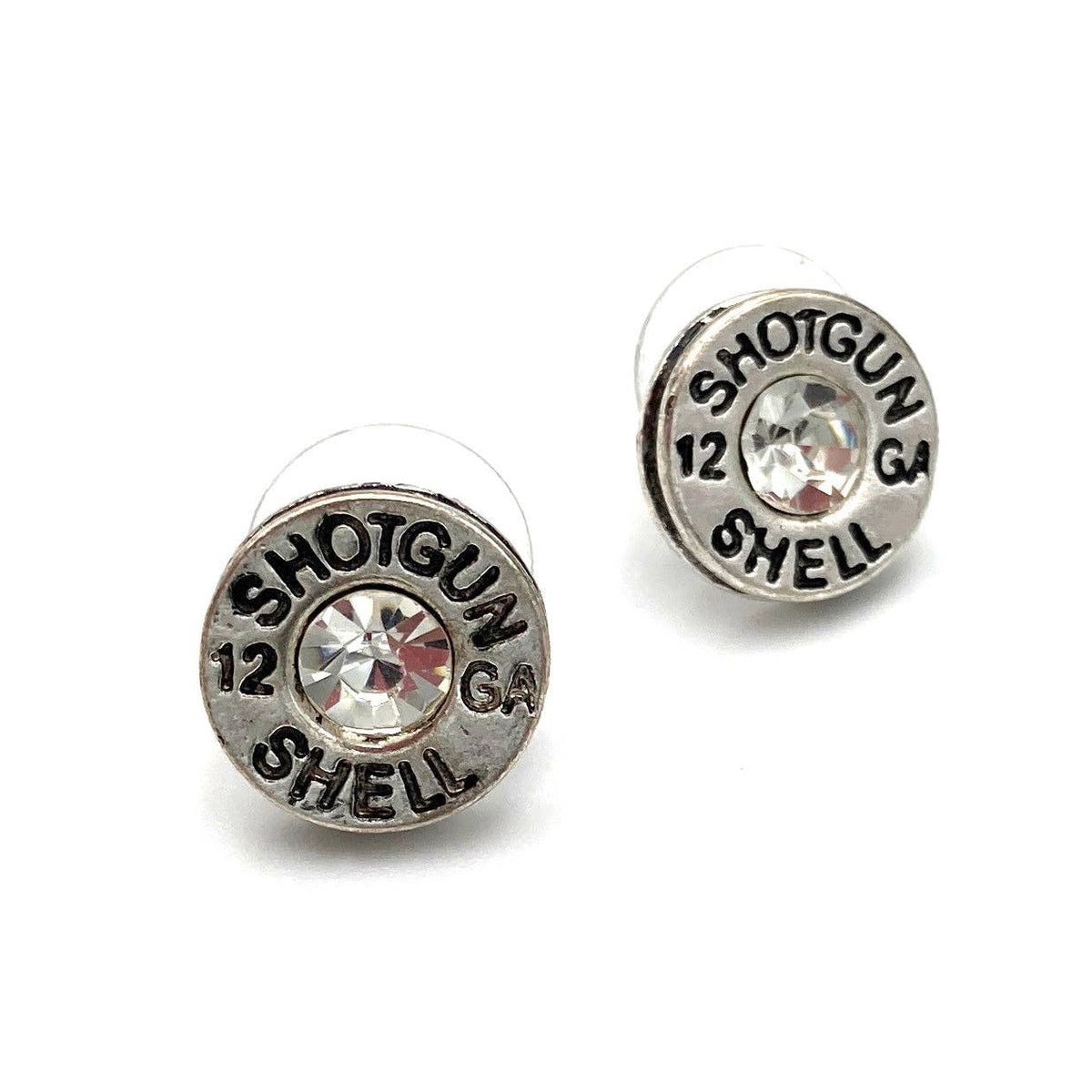 Bullet Shell Rhinestone Western Earring: Silver