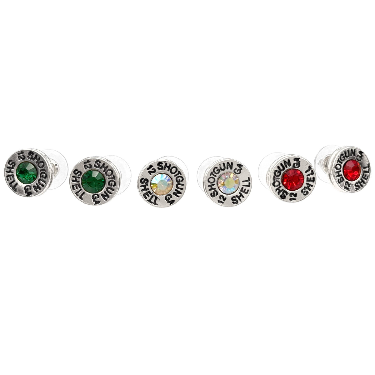 Bullet Shell Rhinestone Western Earring: Silver