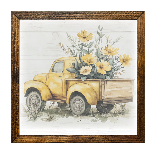 TIMBERLAND FRAME YELLOW TRUCK WITH FLOWERS