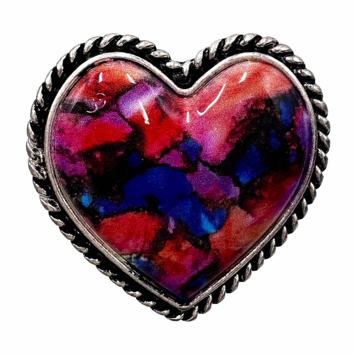 Polished Color Stone Heart Ring: Pink