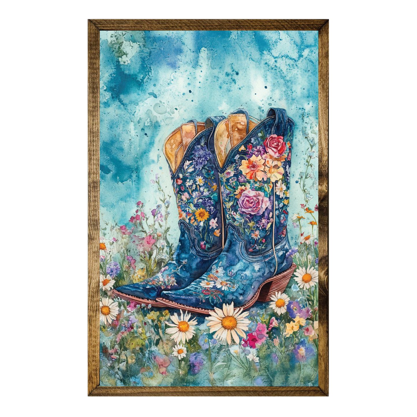TIMBERLAND FRAME FLORAL COWBOY BOOTS WALL ART