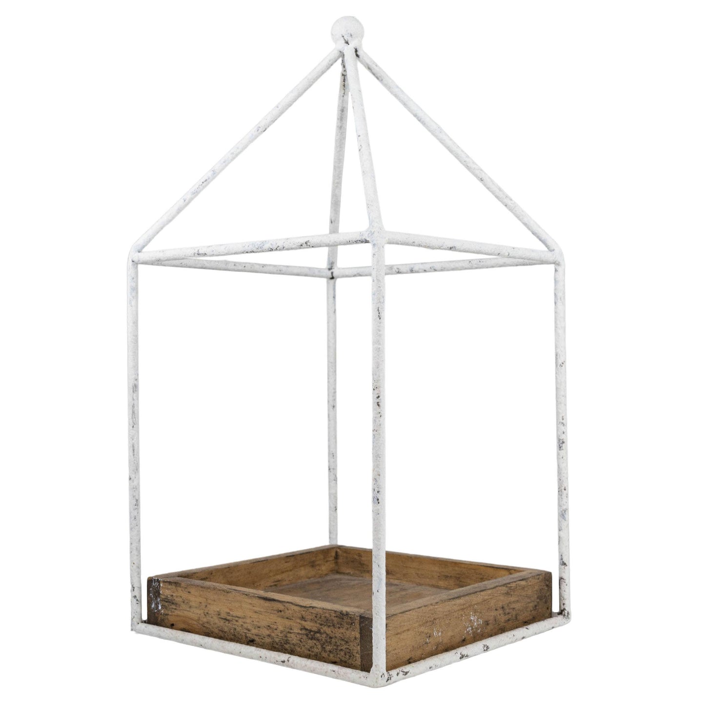 SALE - Belle Platform Tray White Metal & Wood