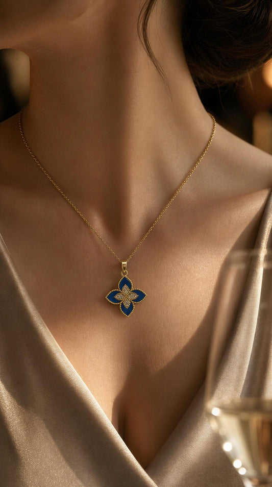 Tinsley Blue Floral Pendant Necklace