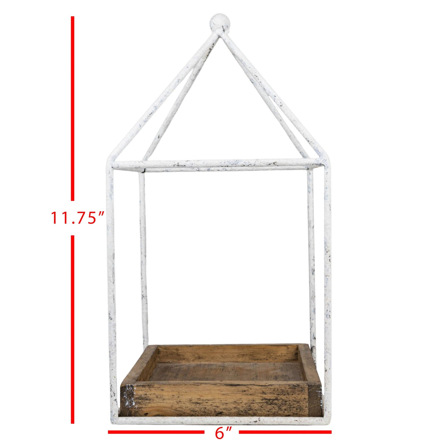 SALE - Belle Platform Tray White Metal & Wood