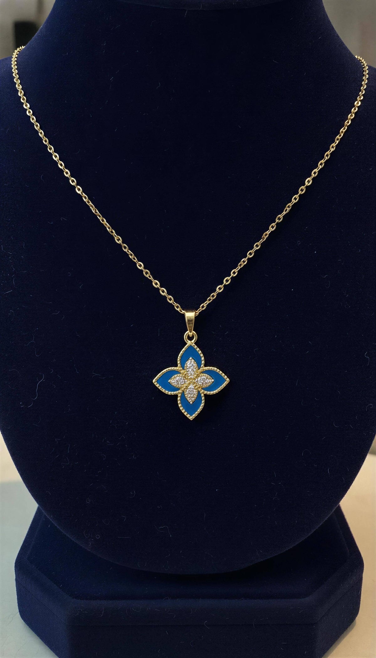 Tinsley Blue Floral Pendant Necklace