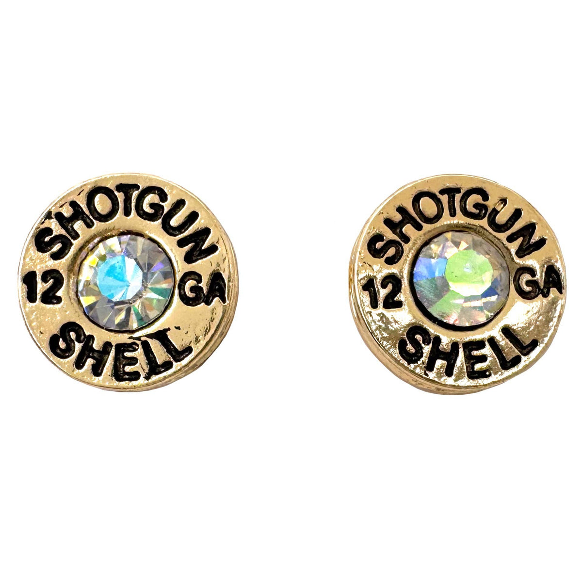 Bullet Shell Rhinestone Western Earring: Gold