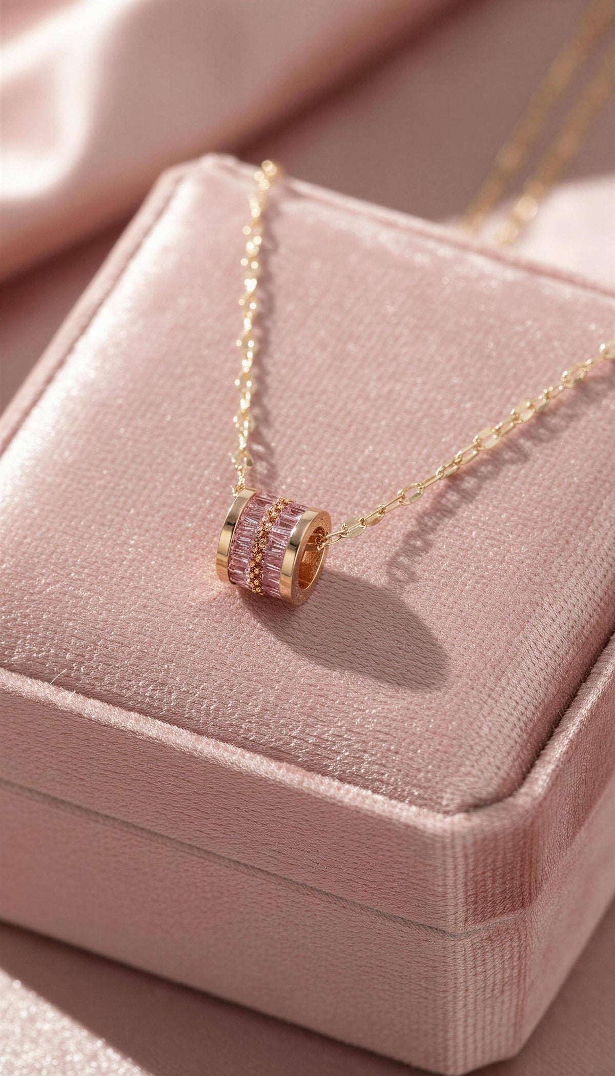 Aurora Barrel Pendant Necklace – Tarnish Resistant Stainless: Purple