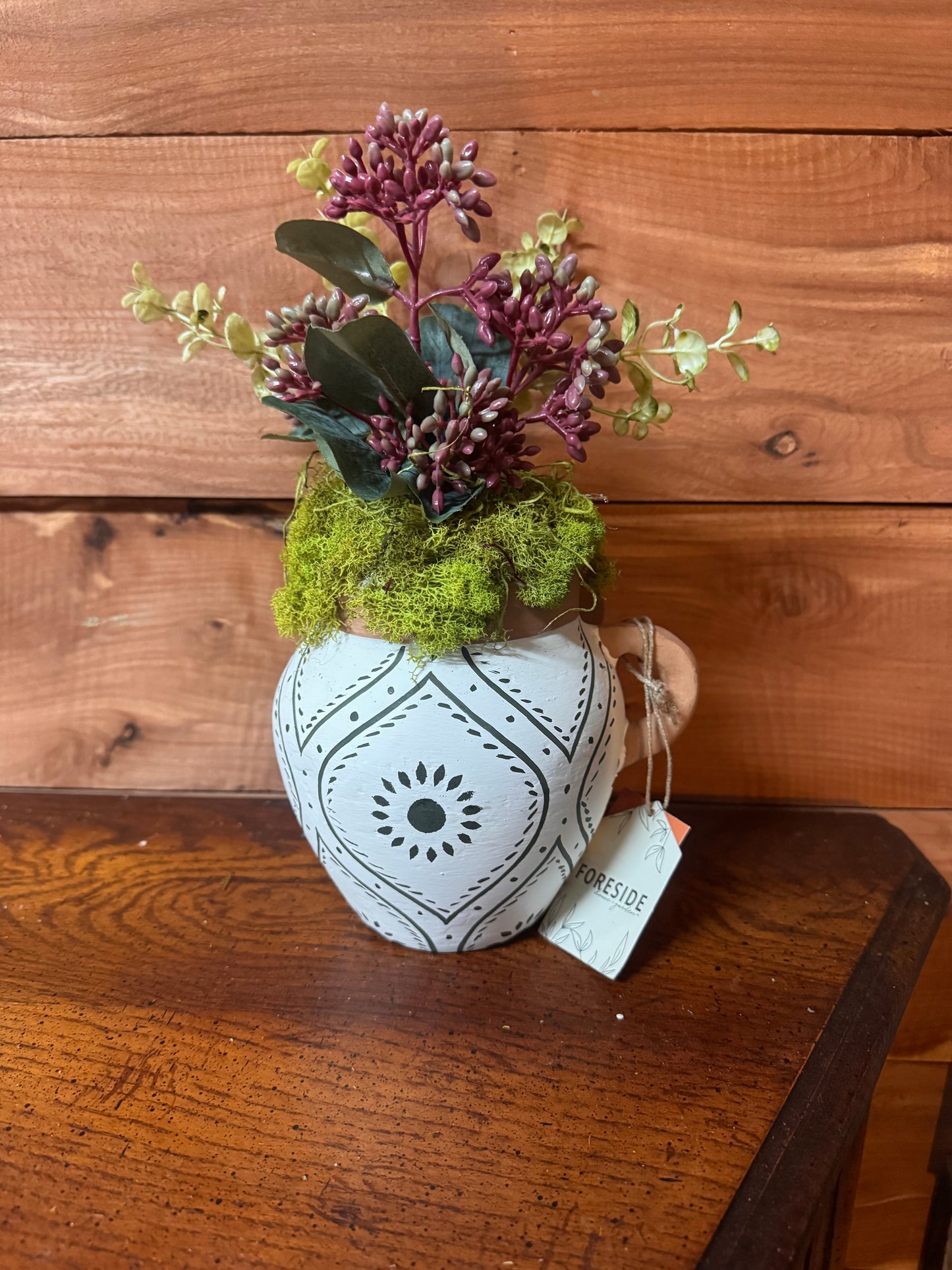 Jenica Terracotta Bud Vase with Hand Painted Floral