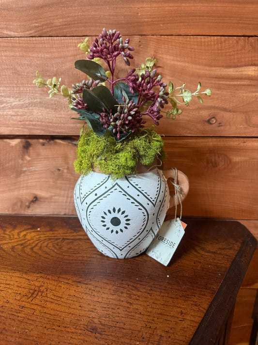 Jenica Terracotta Bud Vase with Hand Painted Floral