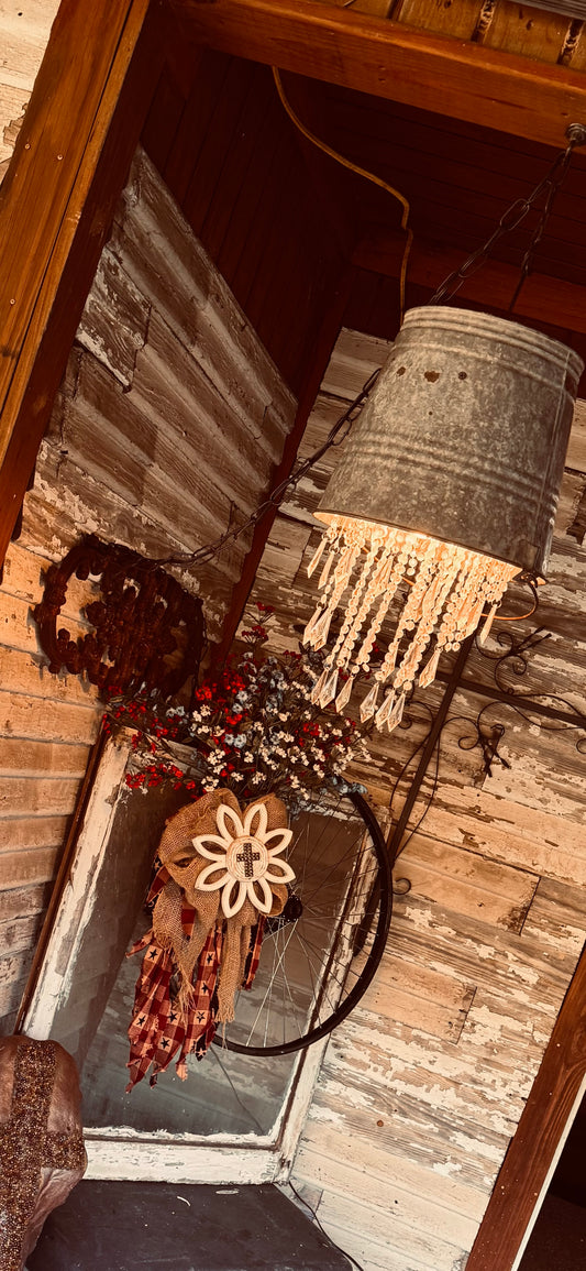 Rustic Galvanized Bucket Chandelier