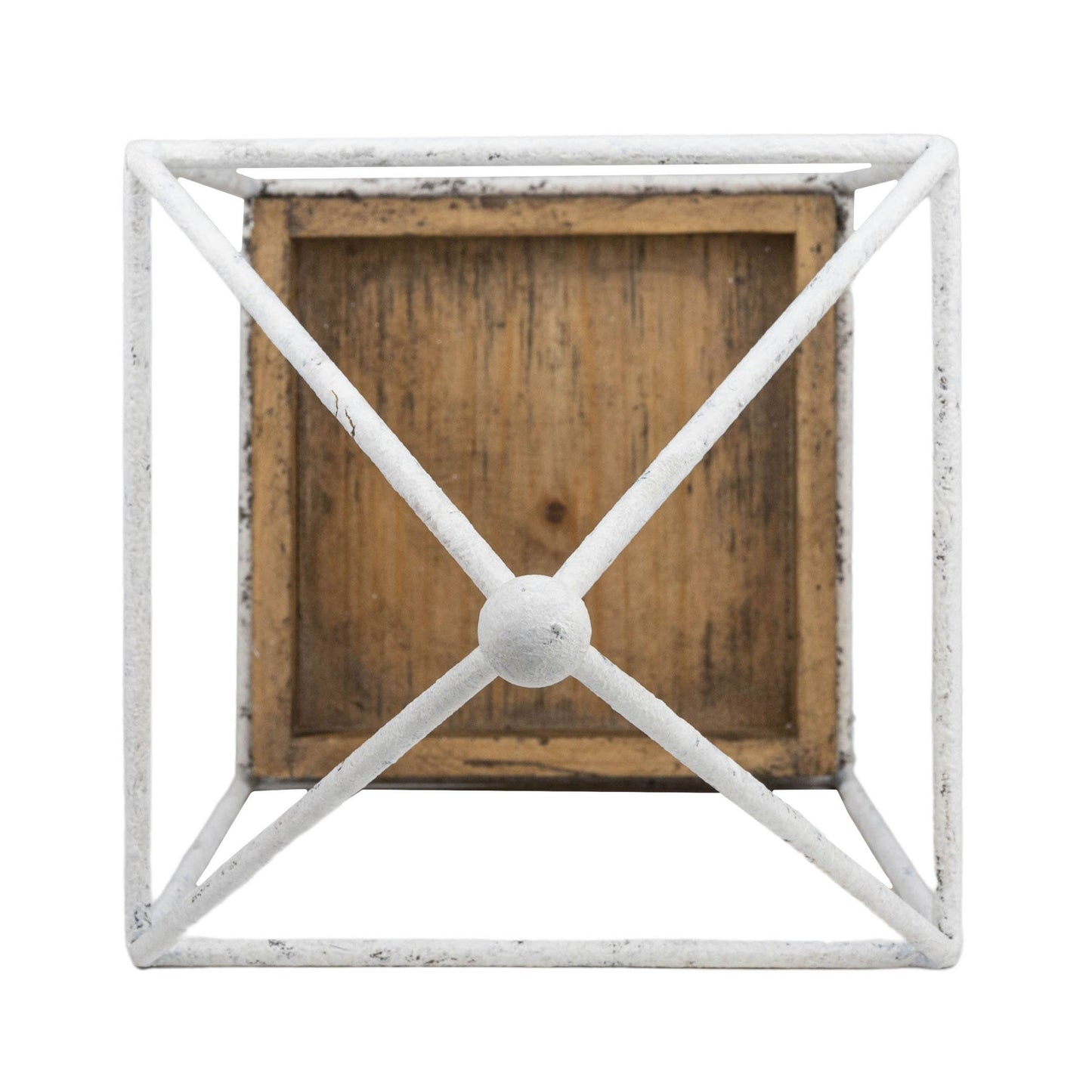 SALE - Belle Platform Tray White Metal & Wood