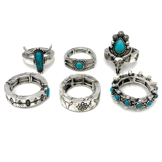 Longhorn and Turquoise Western rings