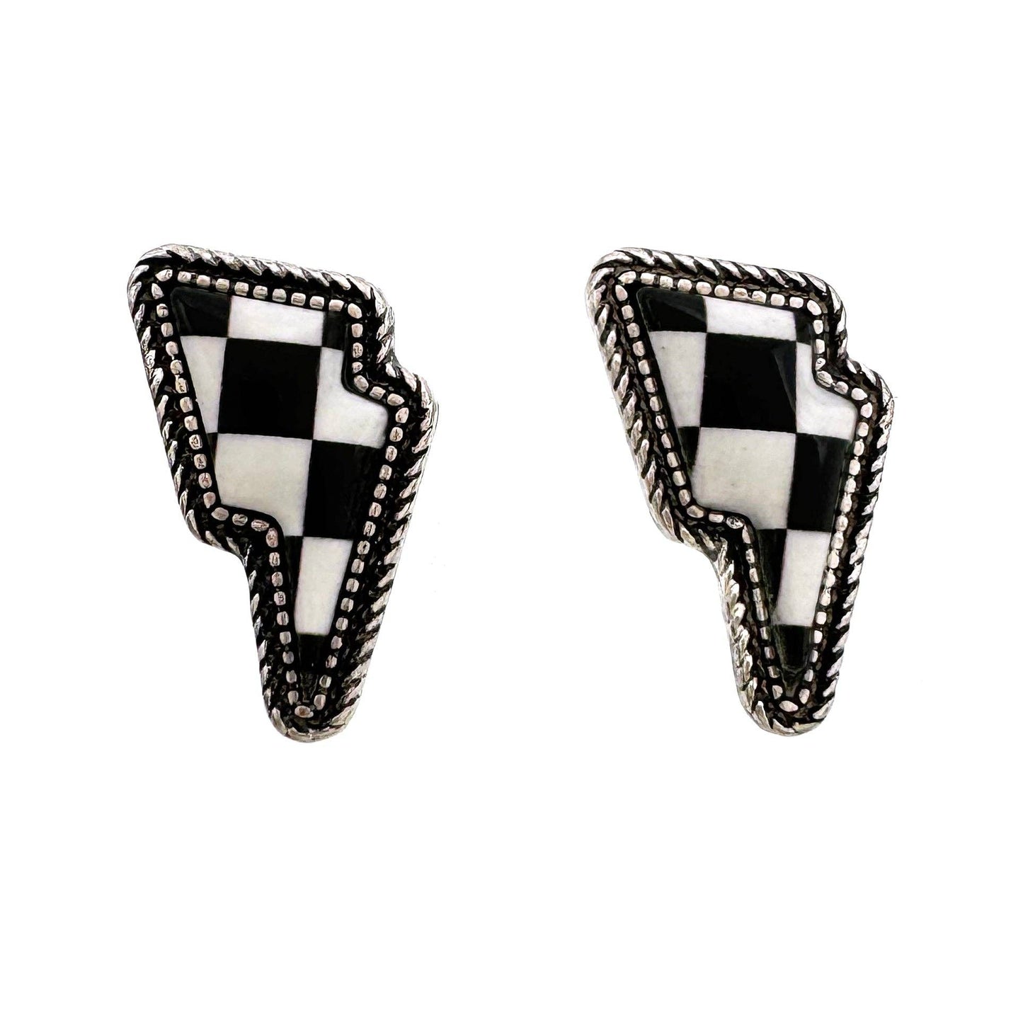 Lightning Bolt Stud Earrings: Black