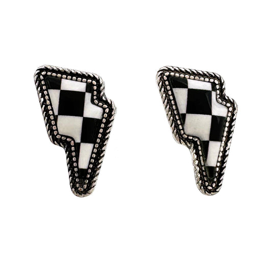 Lightning Bolt Stud Earrings: Black