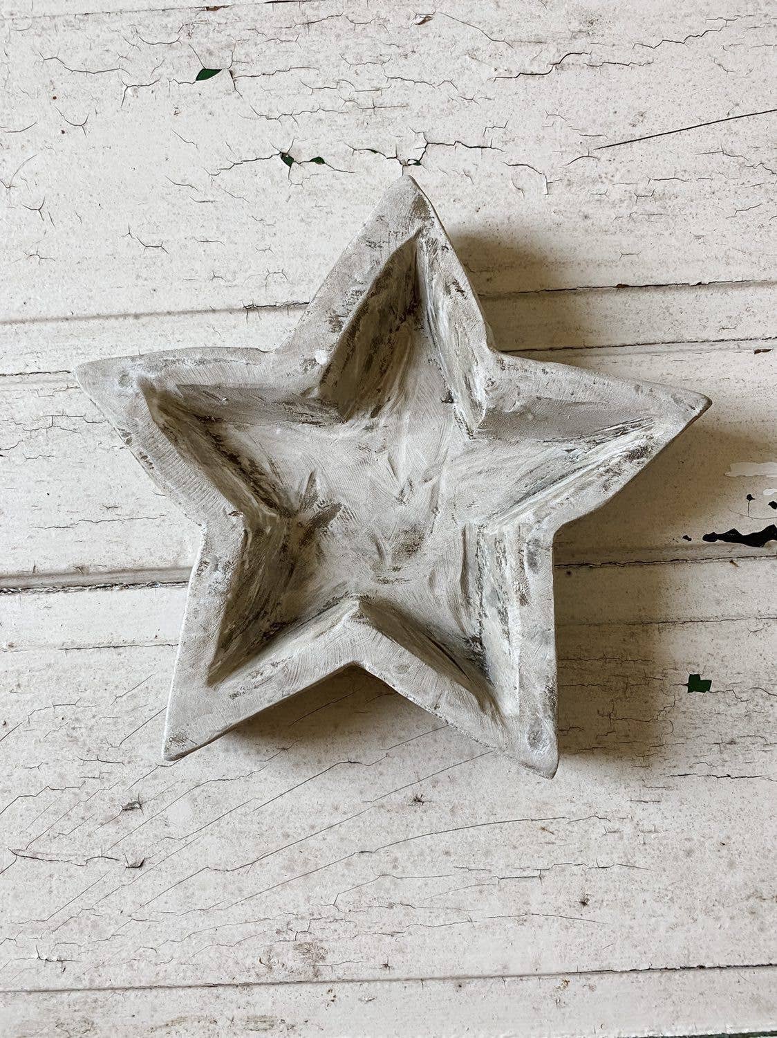 Star Dough Bowl, White Handmade, Farmhouse Décor