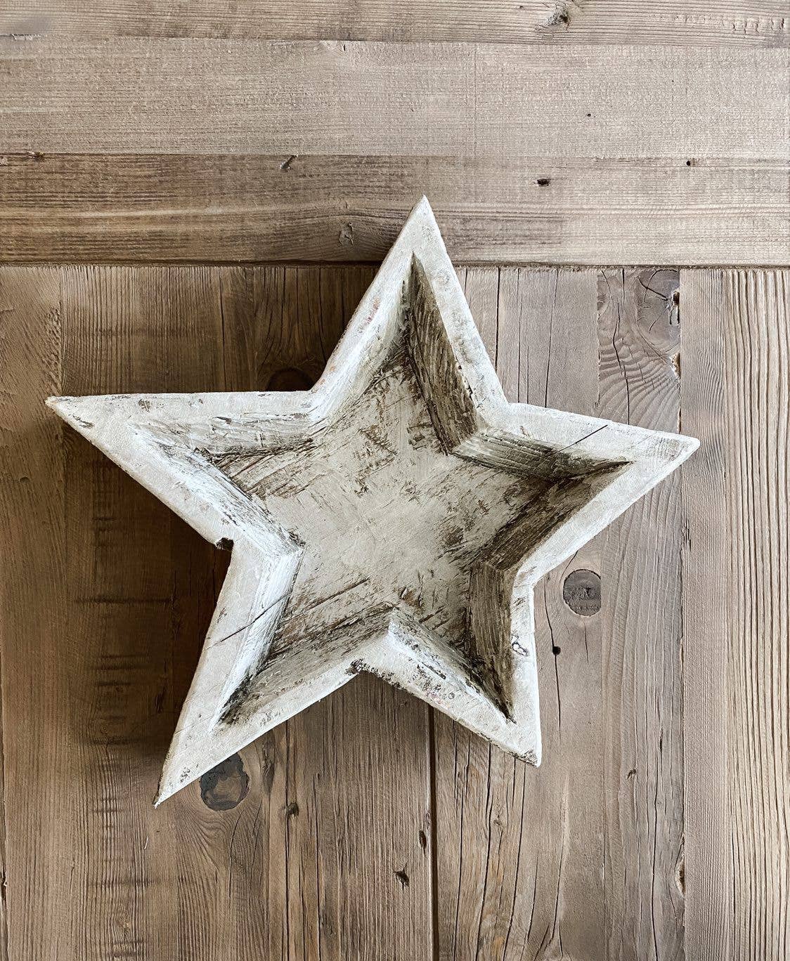 Star Dough Bowl, White Handmade, Farmhouse Décor