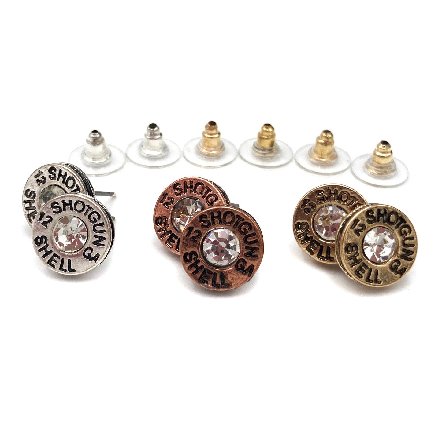 Bullet Shell Rhinestone Western Earring: Copper