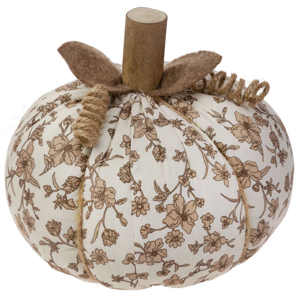 6.25" Dia Umber Floral Plush Pumpkin Fall