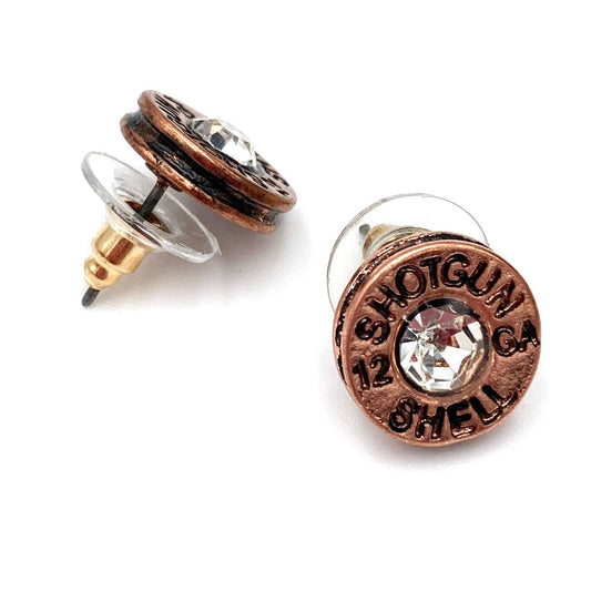 Bullet Shell Rhinestone Western Earring: Gold