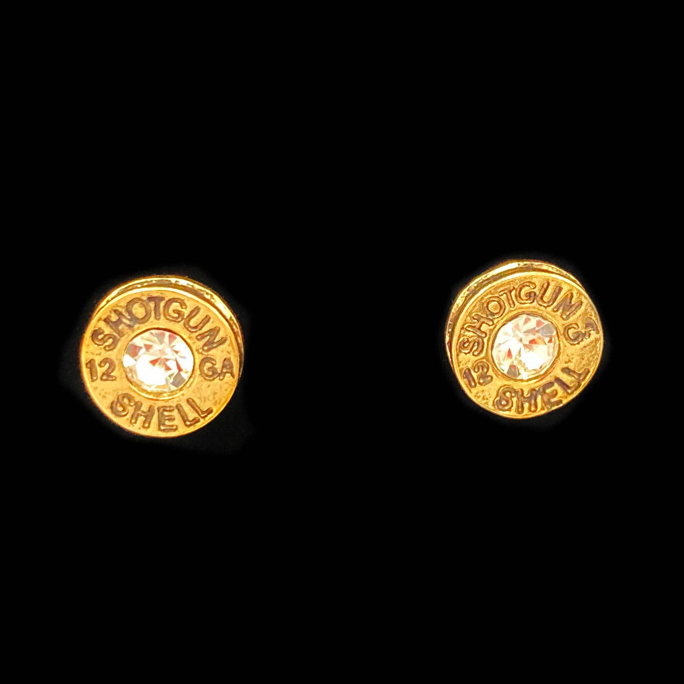 Bullet Shell Rhinestone Western Earring: Gold