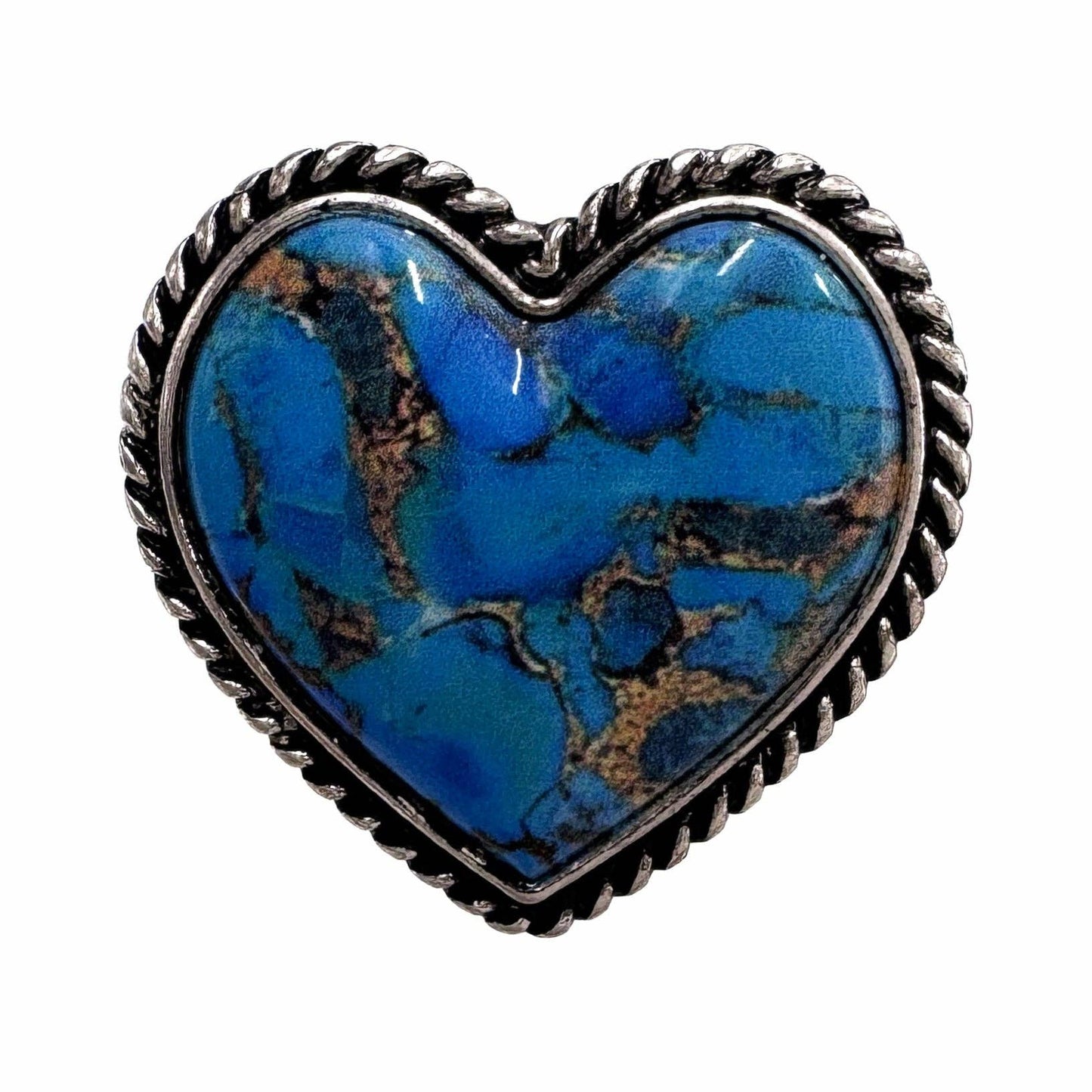 Polished Color Stone Heart Ring: Pink
