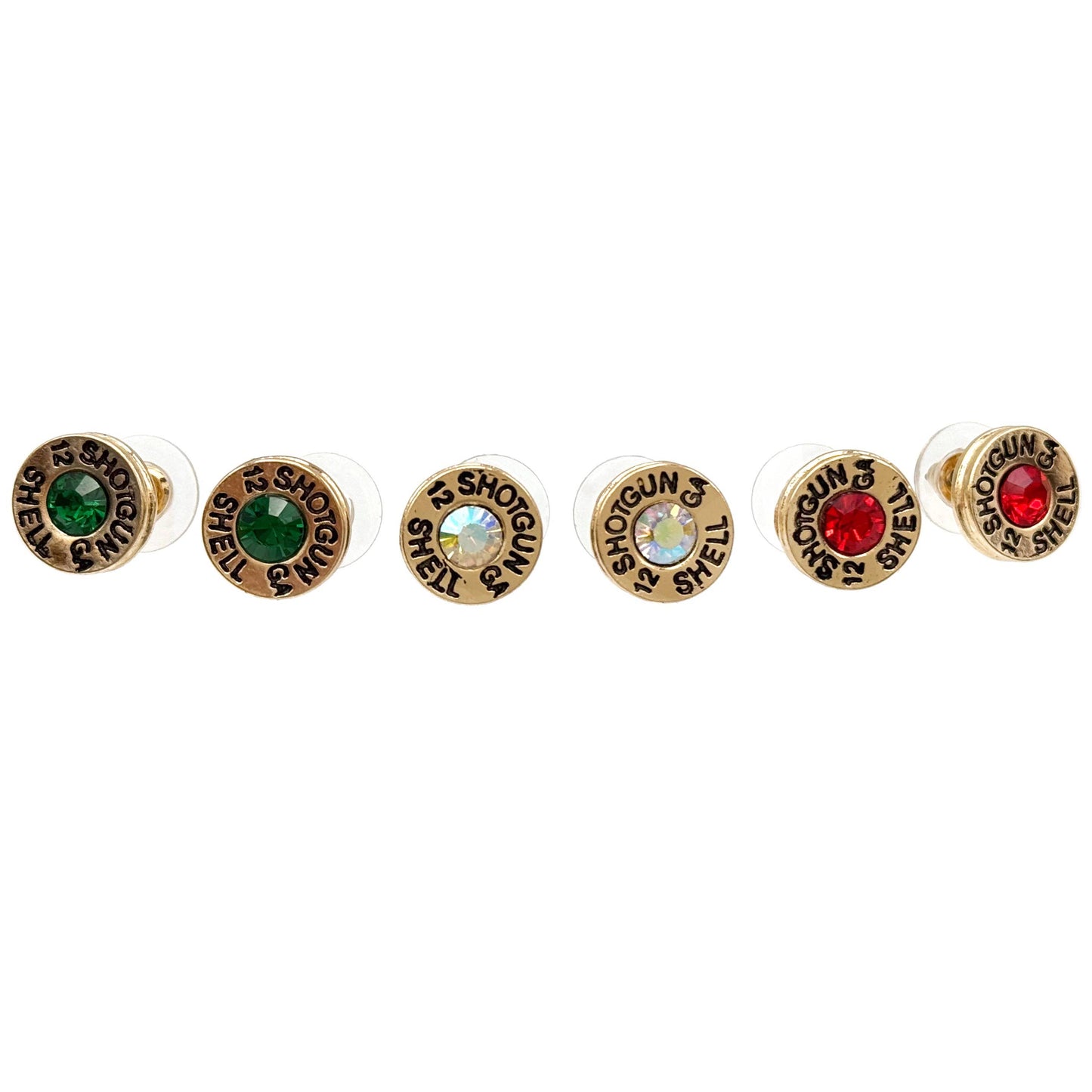 Bullet Shell Rhinestone Western Earring: Gold