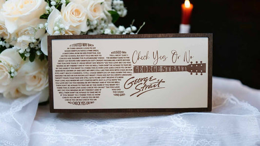 Check Yes or No Country lyrical wall art - Handmade in USA