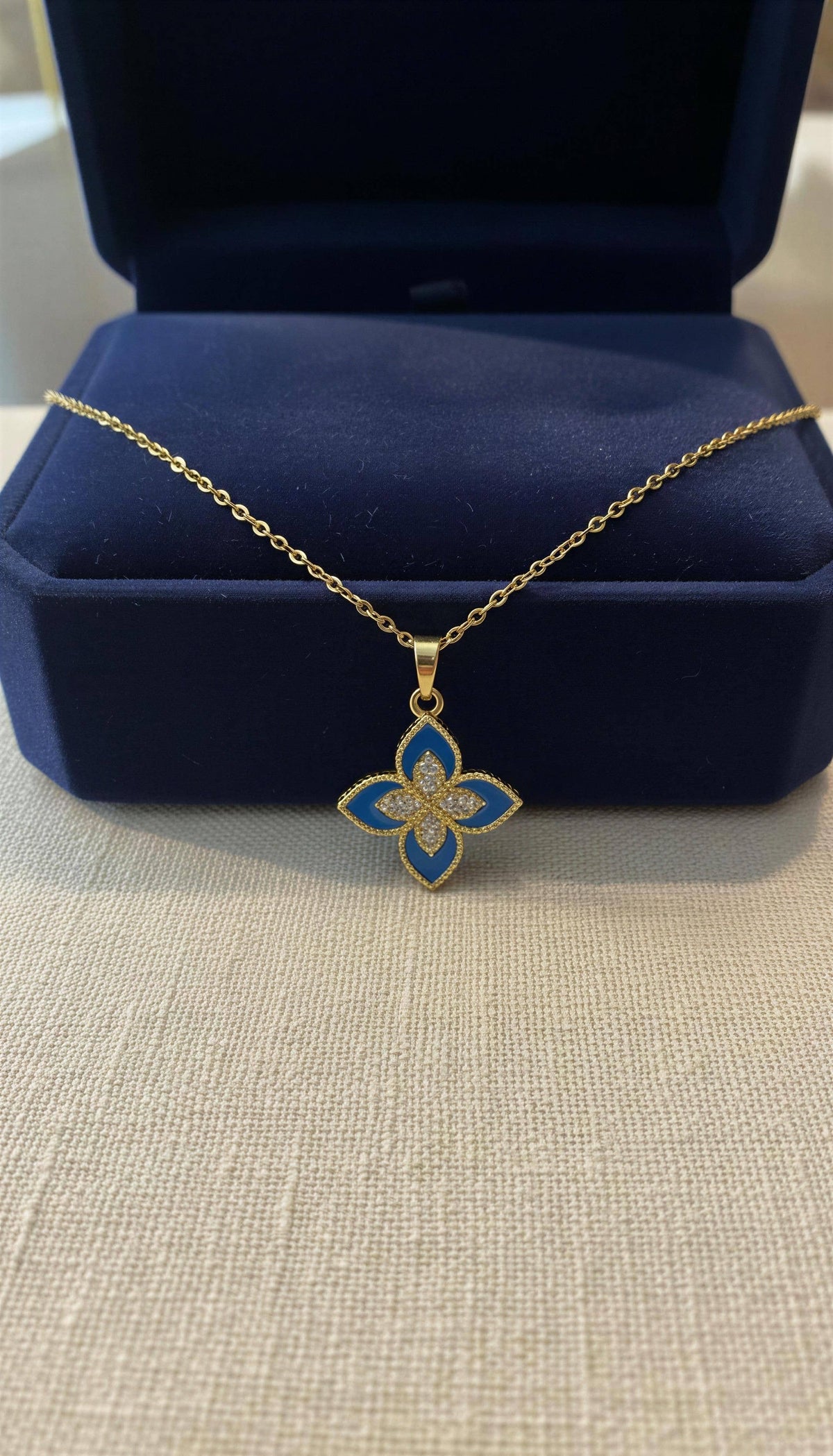 Tinsley Blue Floral Pendant Necklace