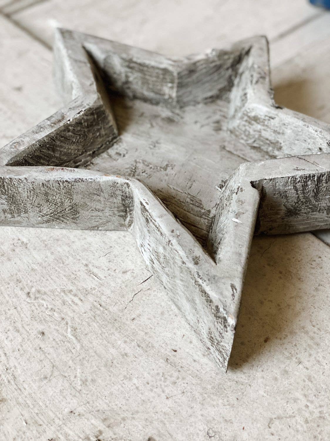 Star Dough Bowl, White Handmade, Farmhouse Décor