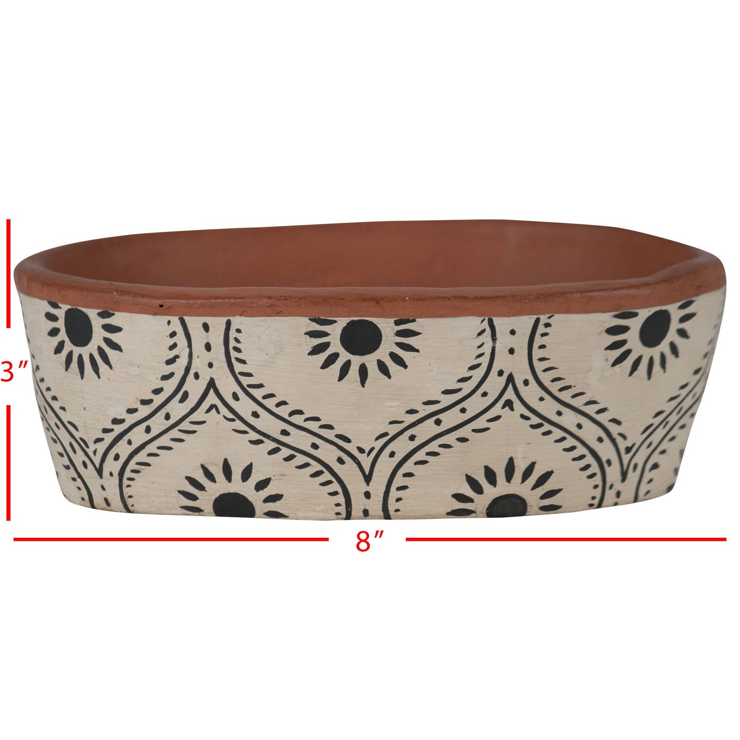 Jenica Oval Terracotta Planter Hand Painted Floral (pottery only)