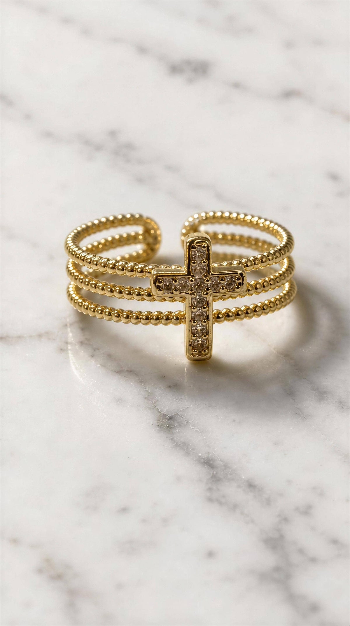 Grace Cross Adjustable Tarnish-Resistant Ring